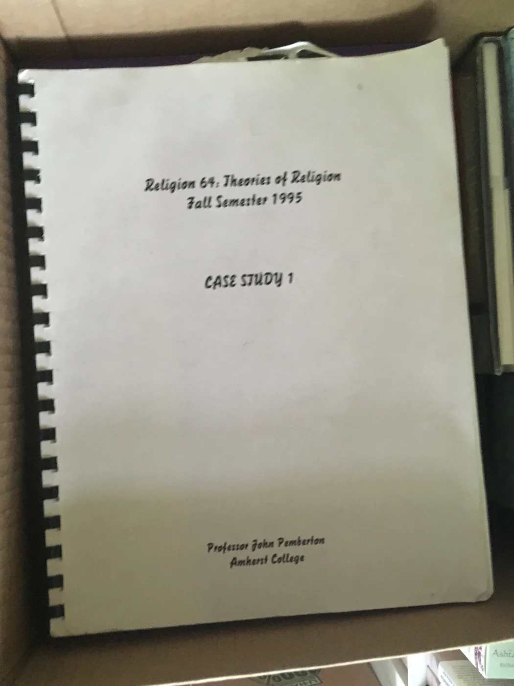 Religion 64: Theories of Religion - Case Study 1 (Amherst College course packet) — Front Cover